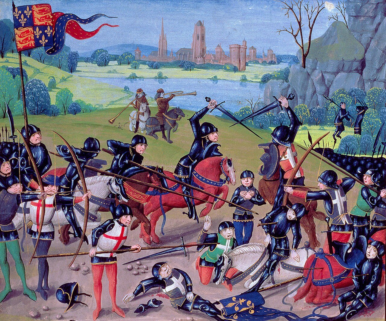 The Battle of Agincourt in an English chronicle manuscript of the 15th century
