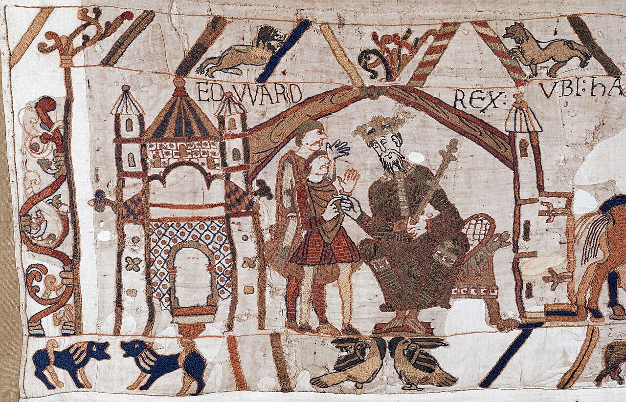 Opening scene of the Bayeux Tapestry with Edward the Confessor enthroned