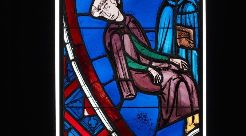 Stained glass panel of the Vision of Saint Germain of Paris, made in Paris around 1245–47