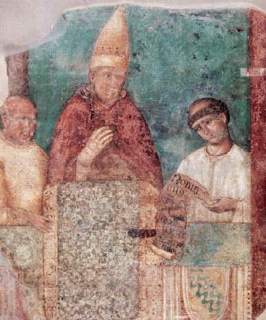 Indulgences and the first Jubilee: Pope Boniface VIII declaring the Holy Year of 1300 in a fresco attributed to Giotto