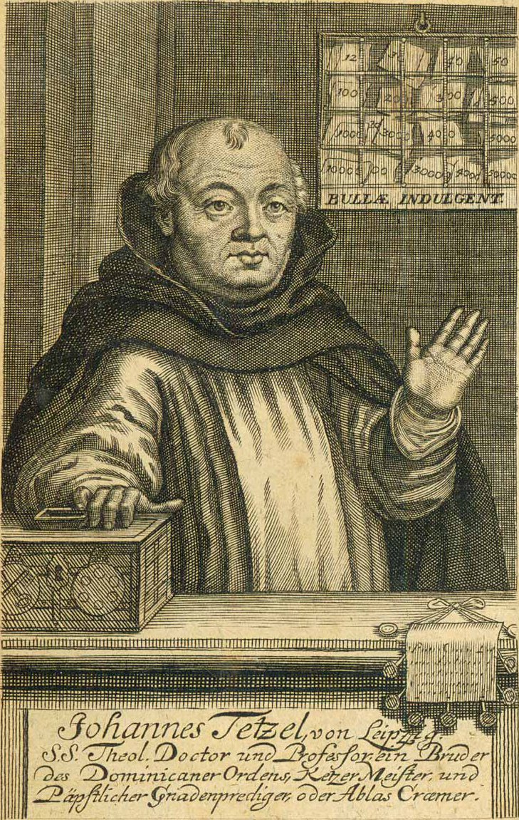Portrait print of Johann Tetzel, the Dominican friar who sold indulgences in Germany in 1517