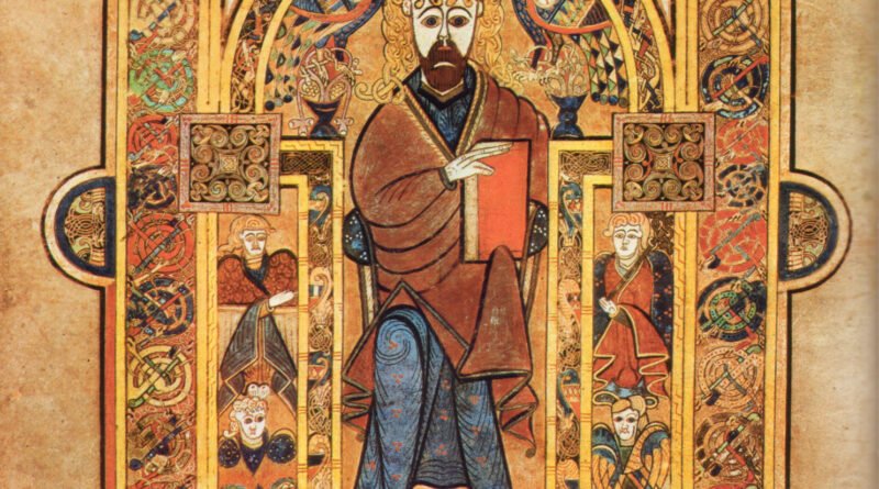 Christ enthroned, folio 32v of the Book of Kells