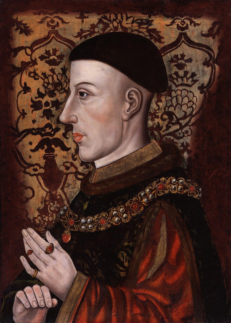 King Henry V shown side-on in an early portrait
