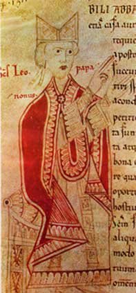 Pope Leo IX in an 11th-century illuminated manuscript