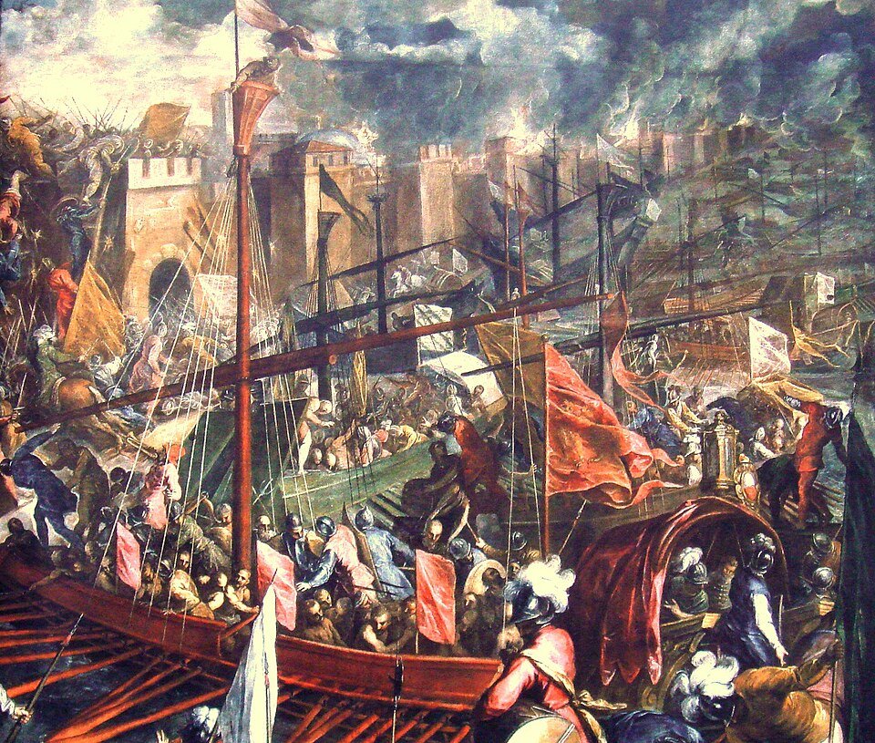Palma il Giovane's painting of the crusader assault on Constantinople in 1204