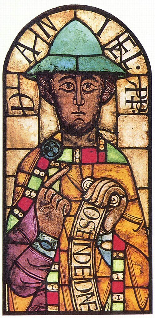 The prophet Daniel in a stained glass window from Augsburg Cathedral, made in the first half of the 12th century