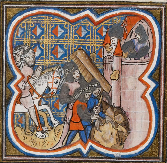 Medieval siege mining at Acre in 1291: Mamluk sappers undermining the city walls in a 14th-century French manuscript