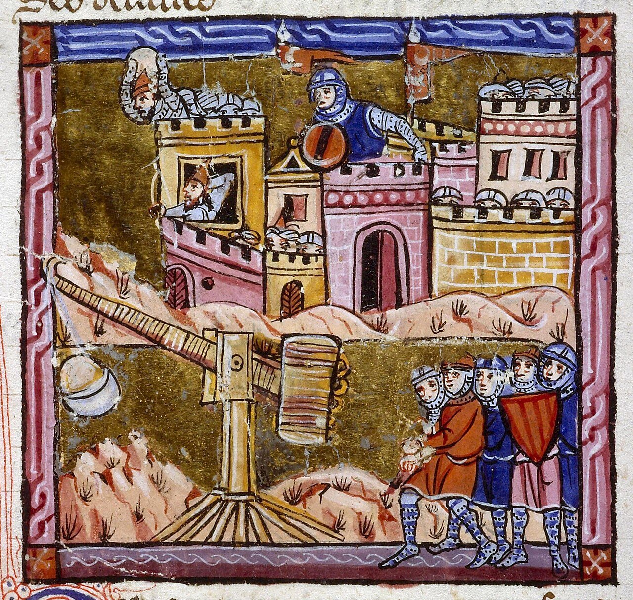 Medieval manuscript miniature of the siege of Antioch during the First Crusade