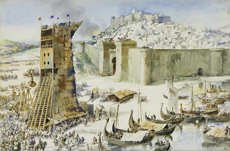 The siege of Lisbon in 1147 as imagined by the Portuguese artist Roque Gameiro