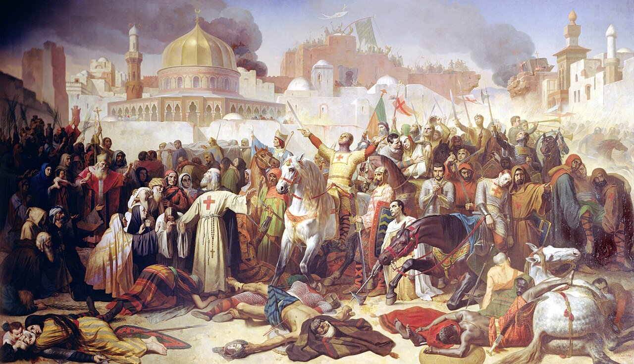 Painting of Crusaders after taking Jerusalem on 15 July 1099