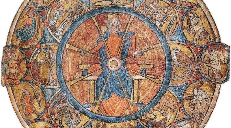 Medieval life expectancy: a 13th-century wheel showing the ages of man, by William de Brailes